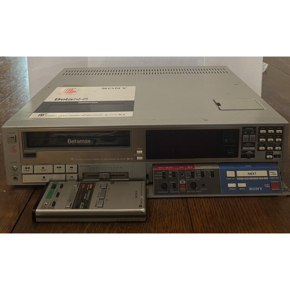 Sony SL-2710 Betamax Beta Hi-Fi Stereo VCR Recorder W/ Remote Tested Works